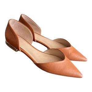 Crown and Ivy Penelope DOrsay Pointed Toe Flats Tan Leather Women's Size 8M